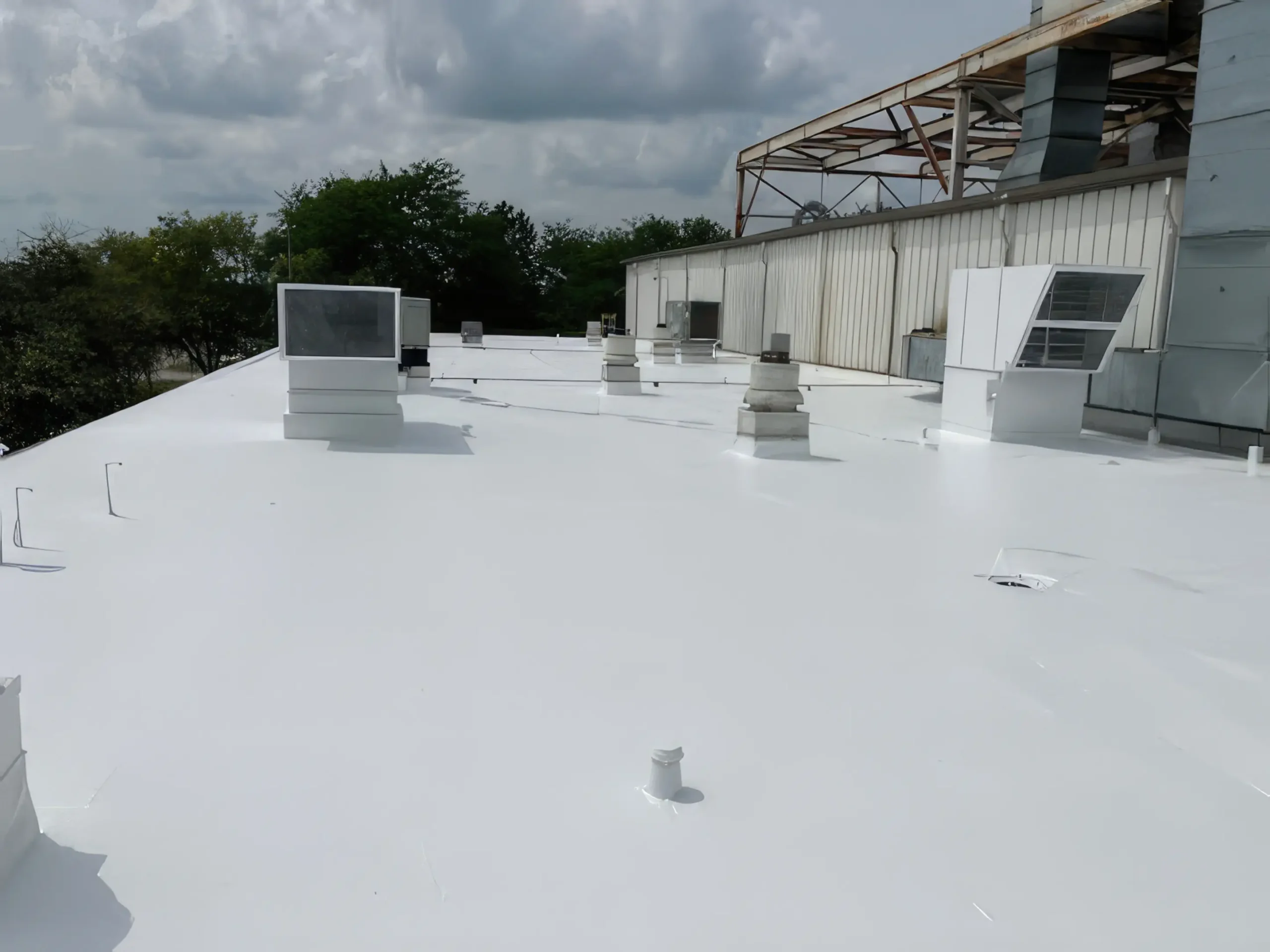 Kosie St Mary's OH reflective roof coating on Duro-Last TPO, flat industrial factory roof